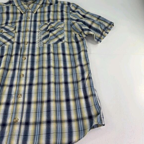 Duluth Trading Co Mens Button Front Shirt Size XL Tall Brown Plaid Short Sleeve - Picture 4 of 9